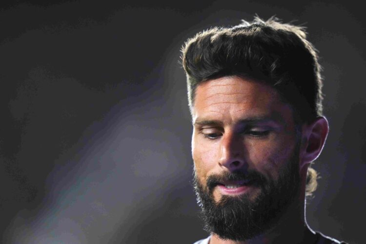 Olivier Giroud #9 of Los Angeles FC reacts during the CONCACAF Champions Cup 2025 Quarter-final second leg match between Inter Miami CF and Los Ang...