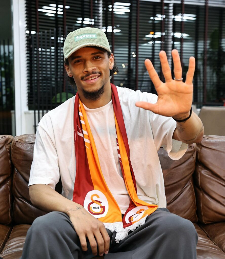 Leroy Sane after arriving to sign for Galatasaray (Photo via GalatasaraySK on Twitter)