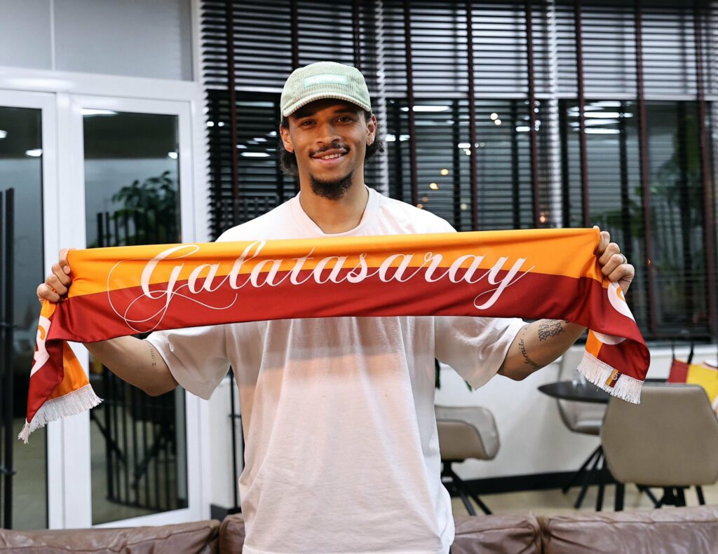 Leroy Sane after arriving to sign for Galatasaray (Photo via GalatasaraySK on Twitter)