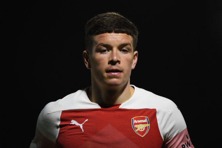 BOREHAMWOOD, ENGLAND - MARCH 04: Charlie Gilmour of Arsenal looks on during the Premier League 2 match between Arsenal and Swansea City at Meadow P...