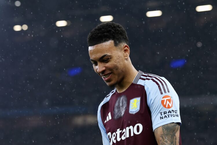 BIRMINGHAM, ENGLAND: Morgan Rogers of Aston Villa looks on before the UEFA Champions League 2024/25 Quarter Final Second Leg match between Aston Vi...