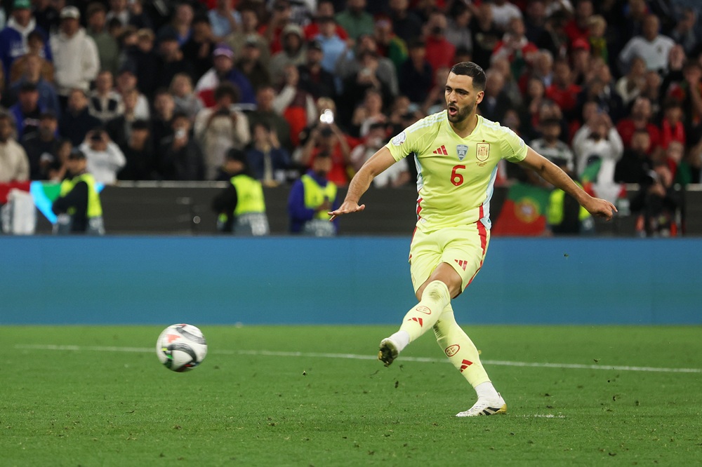 Spain lose final despite Merino penalty & Zubimendi goal 4 MUNICH, GERMANY: Mikel Merino of Spain scores the team's first penalty in the penalty shoot out during the UEFA Nations League 2025 final match between Portugal and Spain at Munich Football Arena on June 08, 2025. (Photo by Lars Baron/Getty Images)