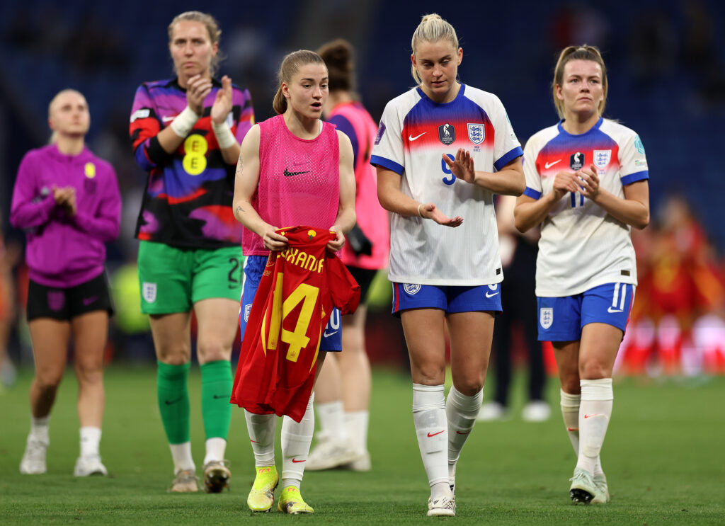 England and France name Euro 2025 squads as experienced players step aside 2 BARCELONA, SPAIN - JUNE 03: Jess Park and Alessia Russo of England interact following the UEFA Women's Nations League 2024/25 Grp A3 MD6 match between Spain and England at RCDE Stadium on June 03, 2025 in Barcelona, Spain. (Photo by Judit Cartiel/Getty Images)