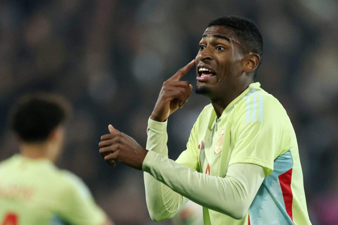 DARMSTADT, GERMANY - MARCH 25: Cristhian Mosquera of Spain reacts during the U21 international friendly match between U21 Germany and U21 Spain at ...