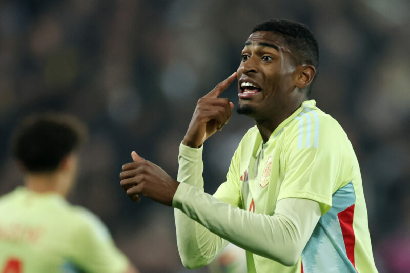 DARMSTADT, GERMANY - MARCH 25: Cristhian Mosquera of Spain reacts during the U21 international friendly match between U21 Germany and U21 Spain at ...