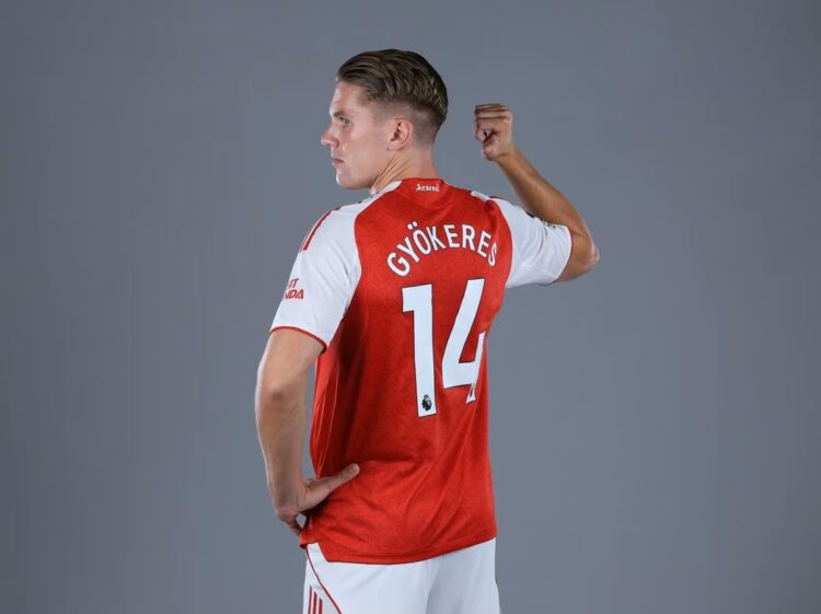 Viktor Gyokeres after signing for Arsenal (Photo via Arsenal.com)