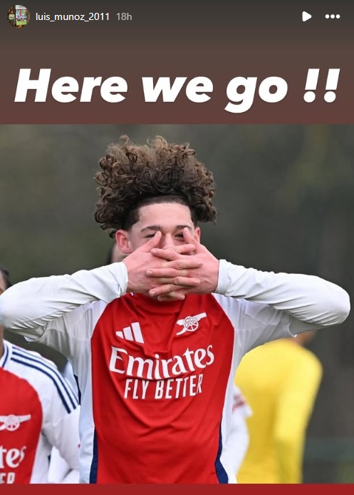 7 Arsenal players react to Viktor Gyokeres transfer agreement 4 Luis Munoz on his Instagram story on July 22nd, 2025