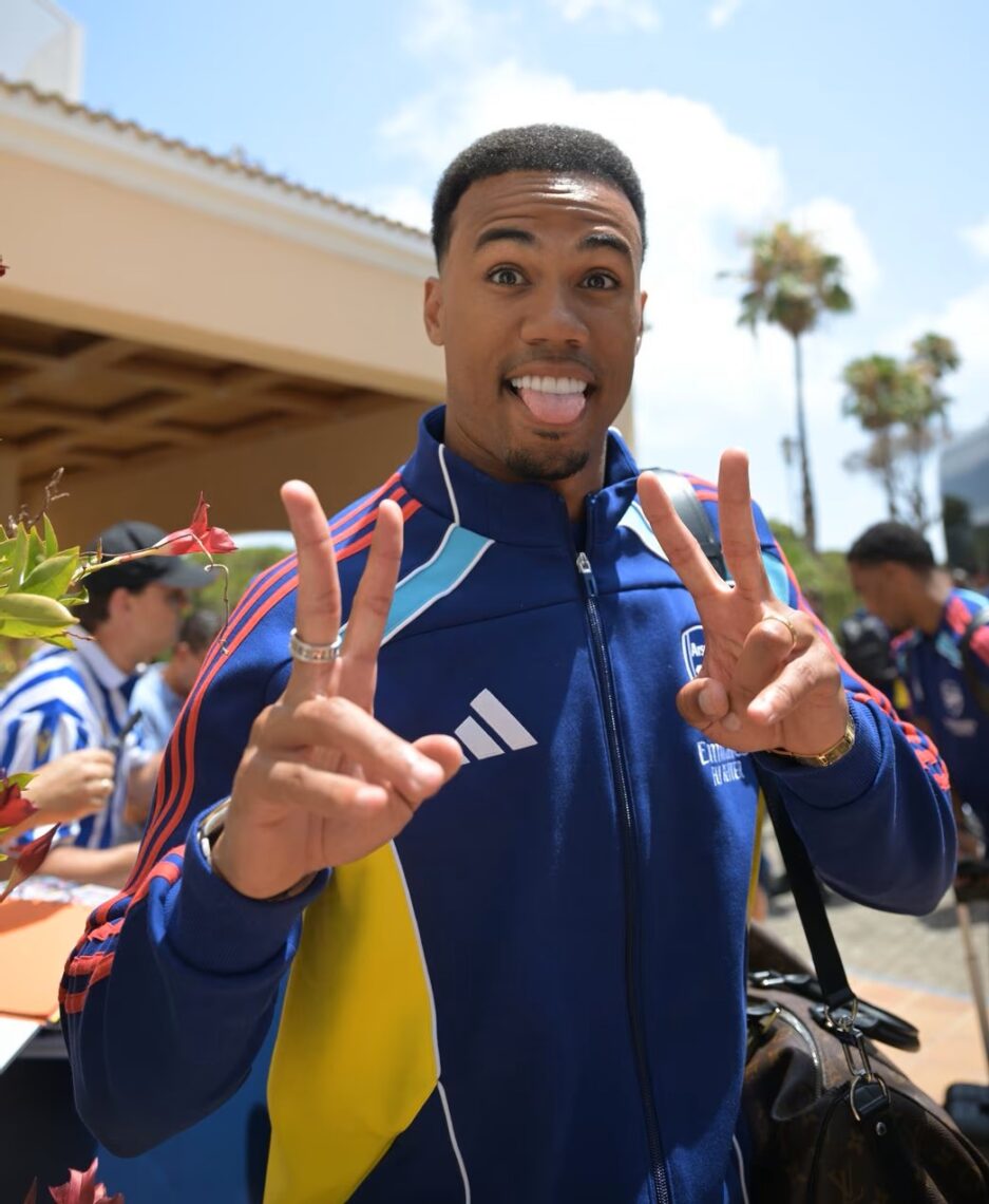 Gabriel Magalhaes with the Arsenal first team on tour in Spain (Photo via Arsenal.com)
