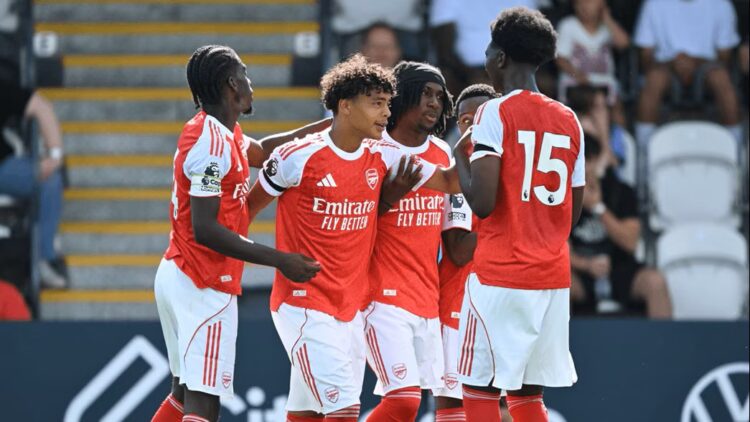 Arsenal u21s playing against Boreham Wood (Photo via Arsenal.com)