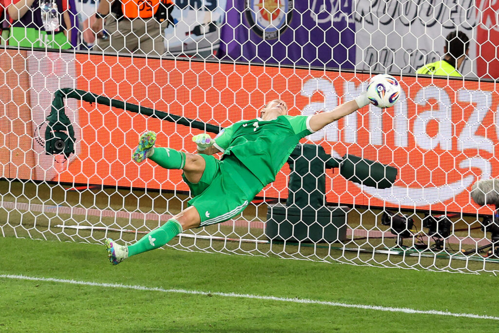 Women's Euros semi-finals set after dramatic quarters 5 BASEL, SWITZERLAND - JULY 19: Ann-Katrin Berger of Germany makes a save during the UEFA Women's EURO 2025 Quarter-Final match between France and Germany at St. Jakob-Park on July 19, 2025 in Basel, Switzerland. (Photo by Charlotte Wilson/Getty Images)