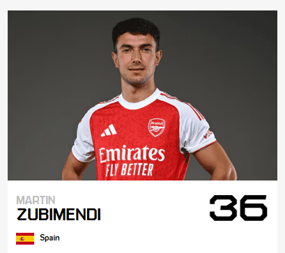 Arsenal 19yo to get new shirt number 3 martin zubimendi shirt number 36