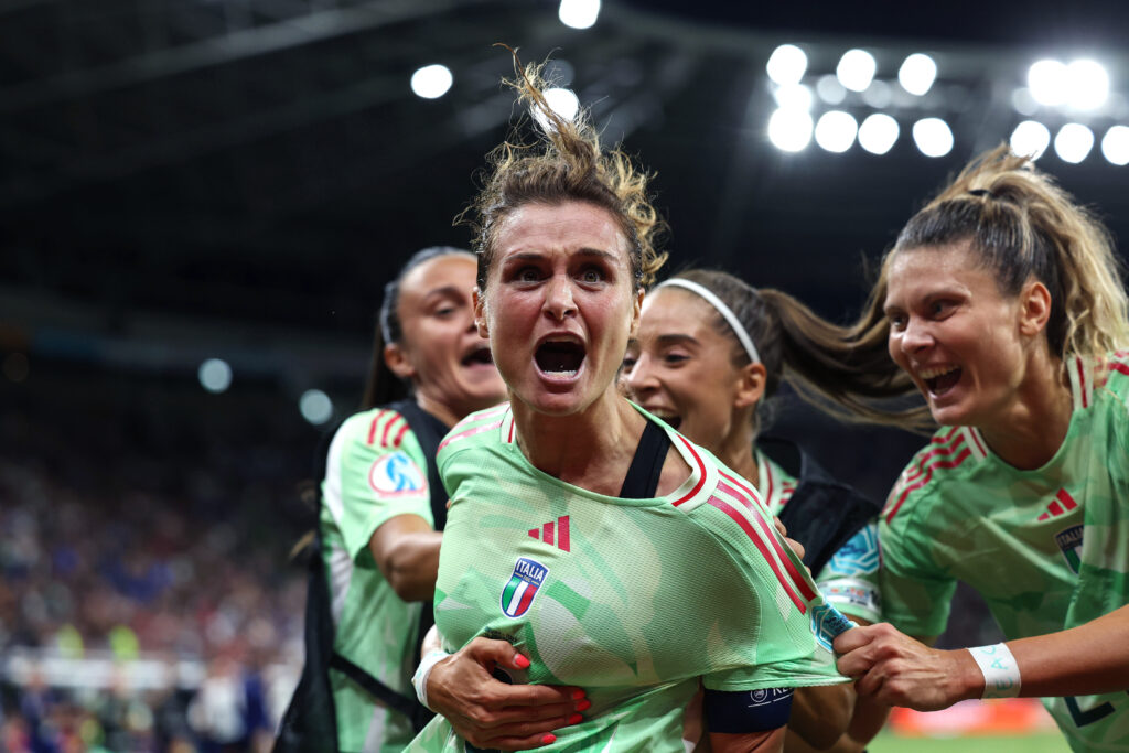 Women's Euros semi-finals set after dramatic quarters 2 GENEVA, SWITZERLAND - JULY 16: Cristiana Girelli of Italy celebrates scoring the winning goal during the UEFA Women's EURO 2025 Quarter-Final match between Norway and Italy at Stade de Geneve on July 16, 2025 in Geneva, Switzerland. (Photo by Charlotte Wilson/Getty Images)