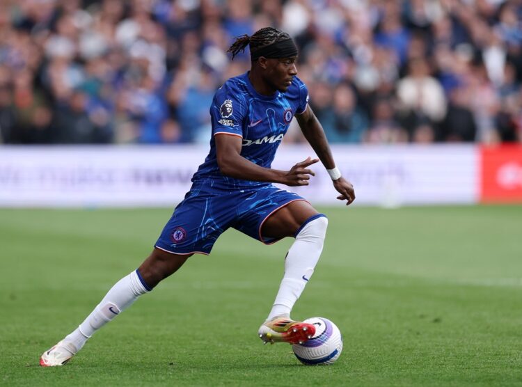 NOTTINGHAM, ENGLAND: Noni Madueke of Chelsea FC during the Premier League match between Nottingham Forest FC and Chelsea FC at City Ground on May 2...