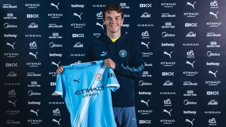 Sverre Nypan after signing for Manchester City (Photo via ManCity.com)