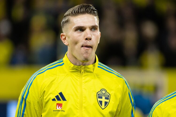 SOLNA, SWEDEN: Viktor Gyokeres during the UEFA Nations League 2024/25 League C Group C1 match between Sweden and Slovakia at Strawberry Arena on No...