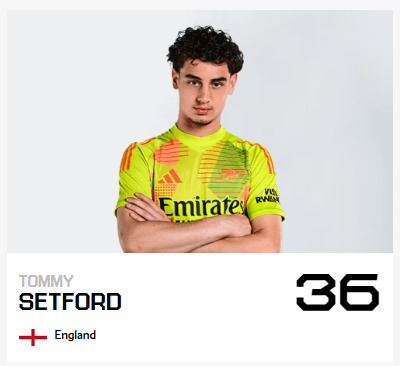 Arsenal 19yo to get new shirt number 2 Tommy Setford listed as number 36 on Arsenal.com