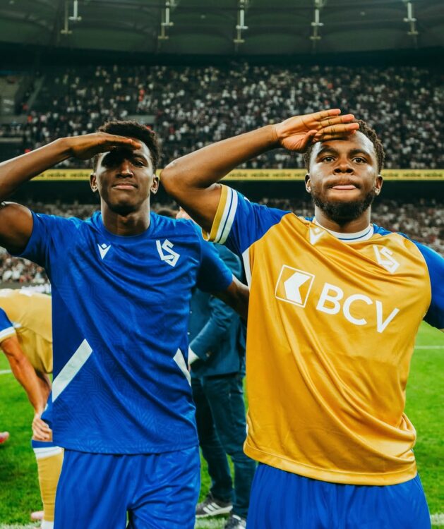 Nathan Butler-Oyedeji celebrates with Lausanne-Sport (Photo via Lausanne-Sport on Instagram)