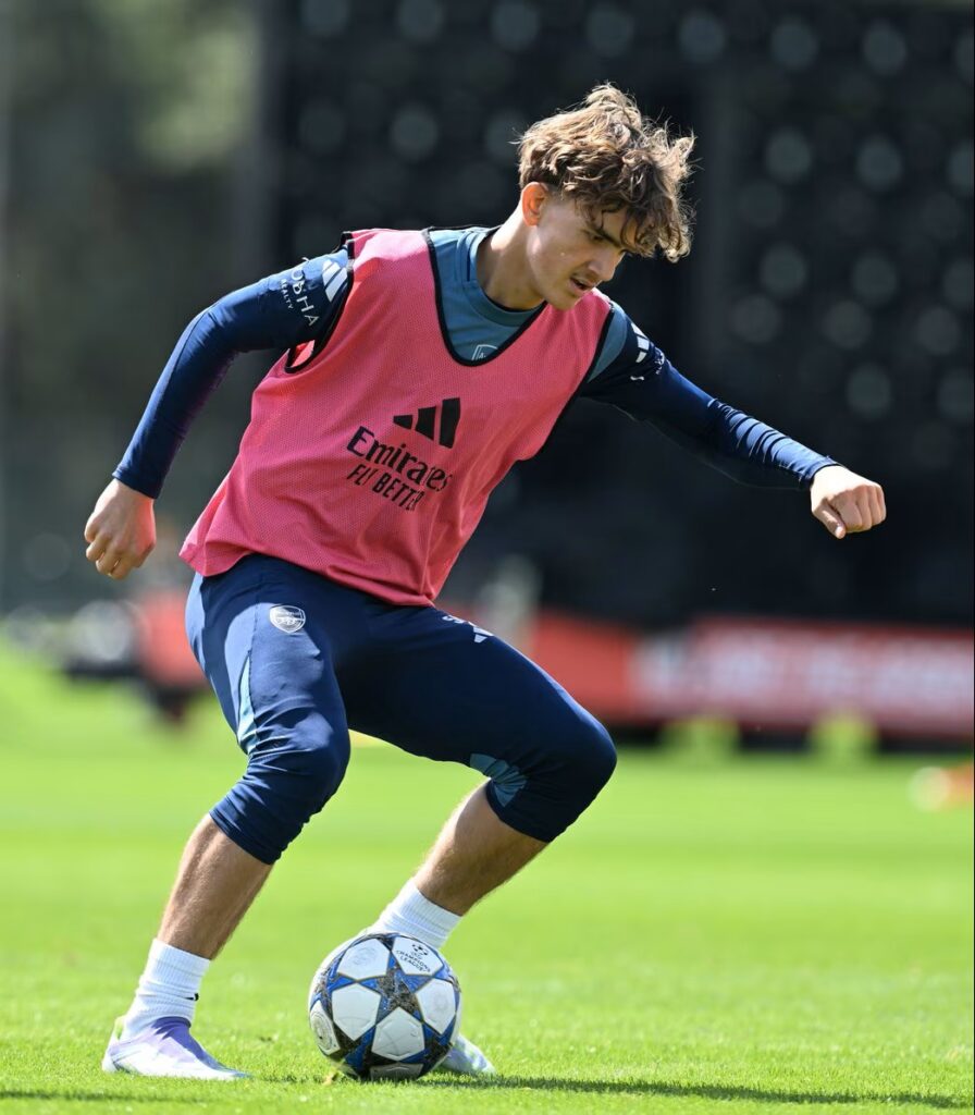 Max Dowman training with Arsenal (Photo via Arsenal.com)