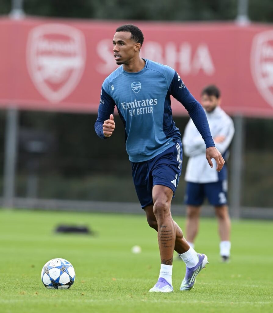Gabriel Magalhaes training with Arsenal (Photo via Arsenal.com)