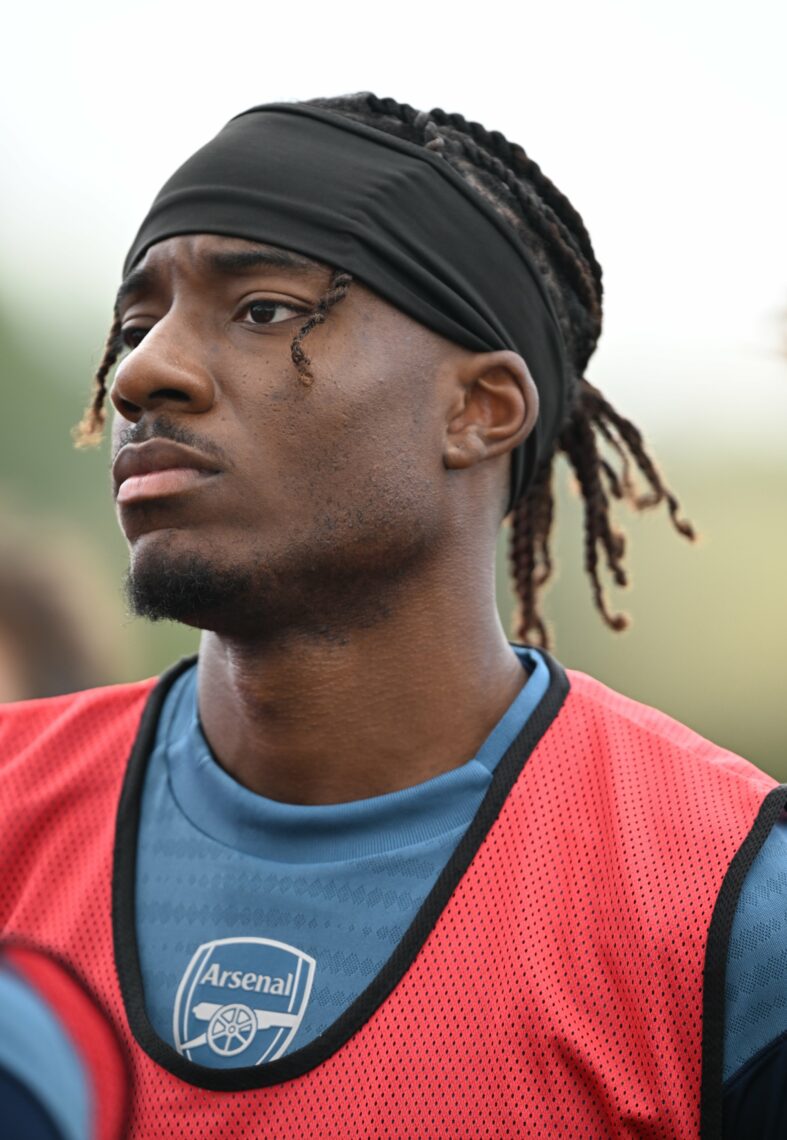 Noni Madueke in training with Arsenal (Photo via Arsenal.com)