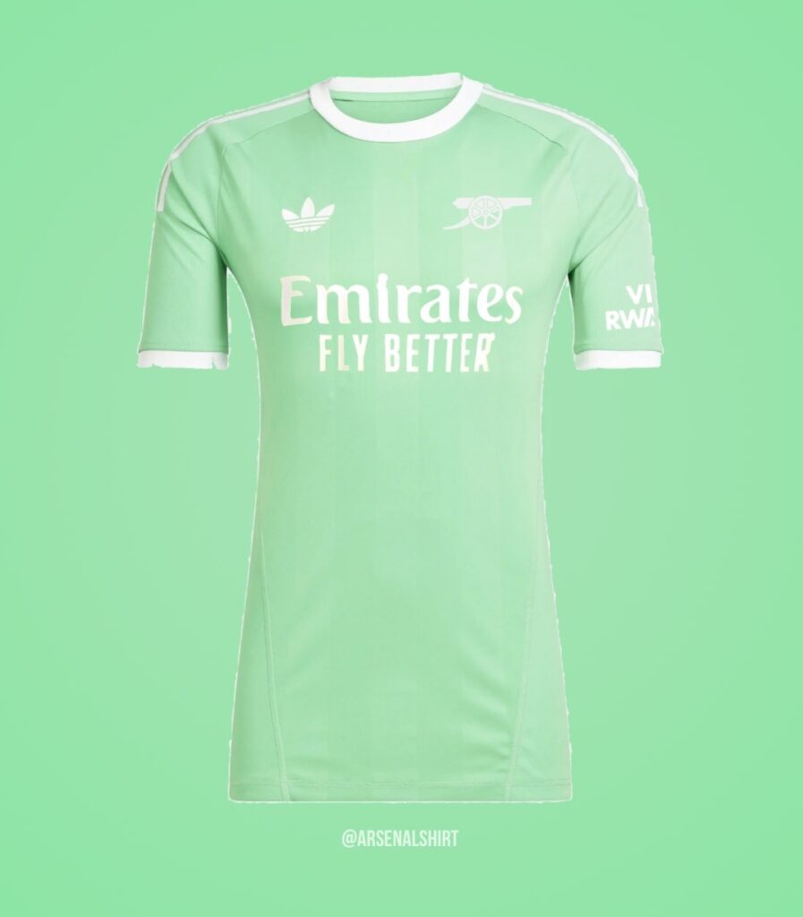Arsenal to debut new kit against Manchester United 3 Arsenal green trefoil goalkeeper kit 2025/26 (Photo via Arsenal Shirt Collection on Twitter)