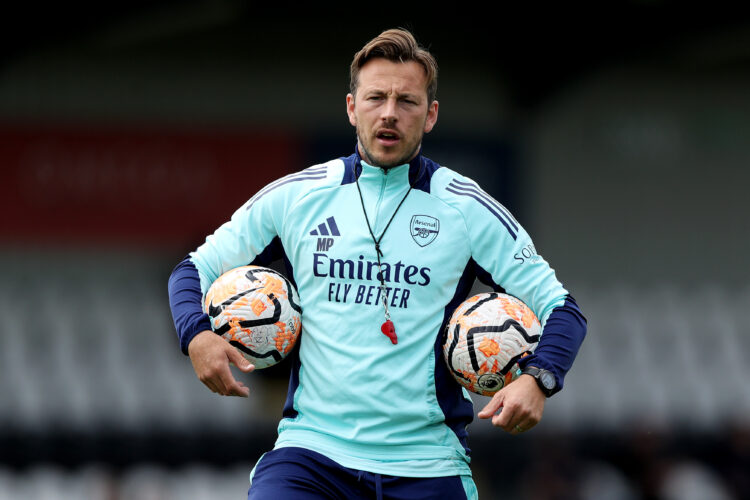 BOREHAMWOOD, ENGLAND - JULY 13: Max Porter, Coach of Arsenal XI, looks on prior to the Pre-Season Friendly match between Boreham Wood and Arsenal X...