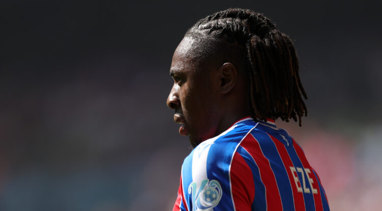 LONDON, ENGLAND - AUGUST 10: Eberechi Eze of Crystal Palace during the 2025 FA Community Shield match between Crystal Palace and Liverpool at Wembl...
