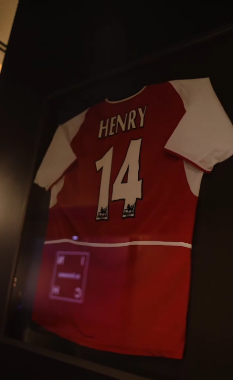 Thierry Henry shirt on the wall at Inch restaurant