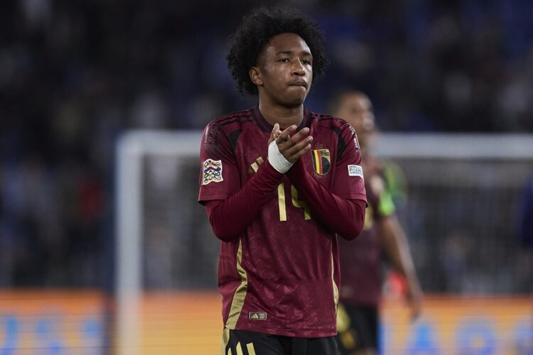 ROME, ITALY: Malick Fofana of Belgium reacts during the UEFA Nations League 2024/25 League A Group A2 match between Italy and Belgium at Stadio Oli...