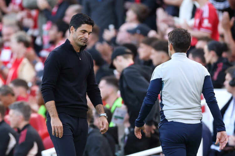 LIVERPOOL, ENGLAND - AUGUST 31: Mikel Arteta, Manager of Arsenal, looks dejected following defeat during the Premier League match between Liverpool...