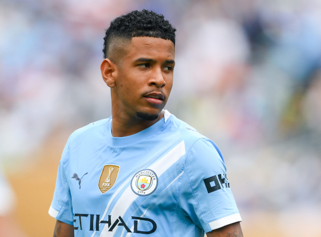 PHILADELPHIA, PENNSYLVANIA - JUNE 18: Savinho of Manchester City looks on during the FIFA Club World Cup 2025 group G match between Manchester City FC and Wydad AC at Lincoln Financial Field on June 18, 2025 in Philadelphia, Pennsylvania. (Photo by David Ramos/Getty Images)