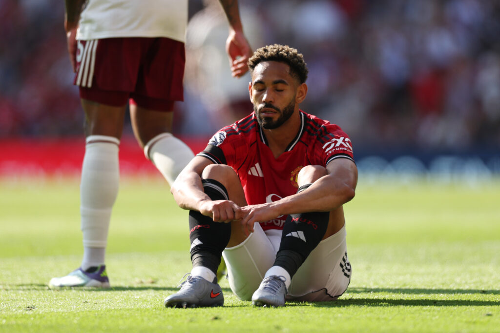 Arsenal scrape Old Trafford win to start title challenge 3 MANCHESTER, ENGLAND - AUGUST 17: Matheus Cunha of Manchester United reacts after a missed chance during the Premier League match between Manchester United and Arsenal at Old Trafford on August 17, 2025 in Manchester, England. (Photo by Stu Forster/Getty Images)