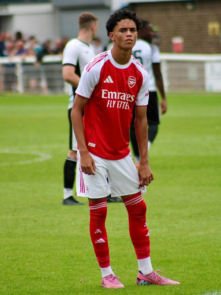 Kyran Thompson playing for Arsenal (Photo via Thompson on Instagram)