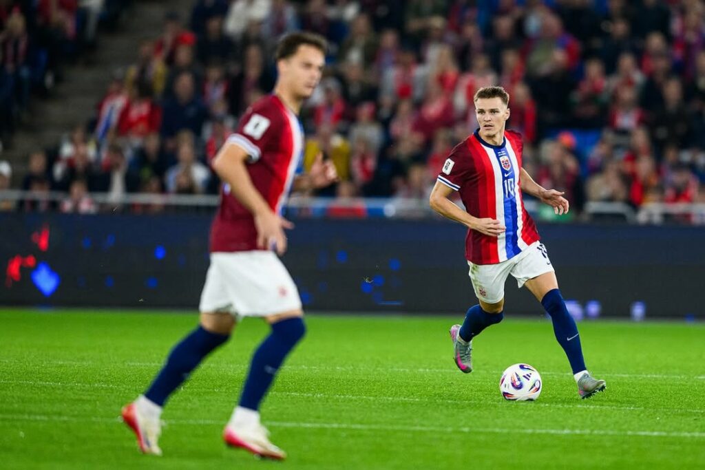 Odegaard shines with goal, 2 assists & more in Norway win 3 Martin Odegaard plays for Norway (Photo via Odegaard on Instagram)