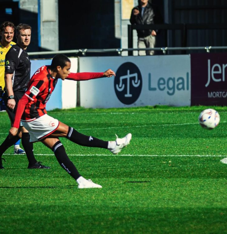 Miguel Azeez shoots for Morecambe FC (Photo via Azeez on Instagram)