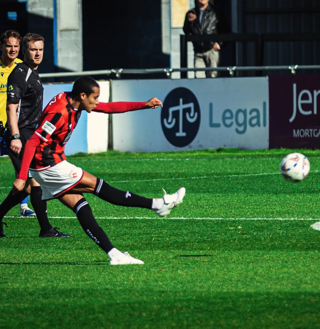 Miguel Azeez shoots for Morecambe FC (Photo via Azeez on Instagram)