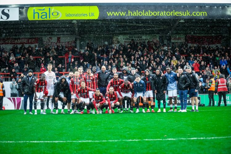 Maldini Kacurri with Morecambe FC (Photo via Morecambe FC on Instagram)