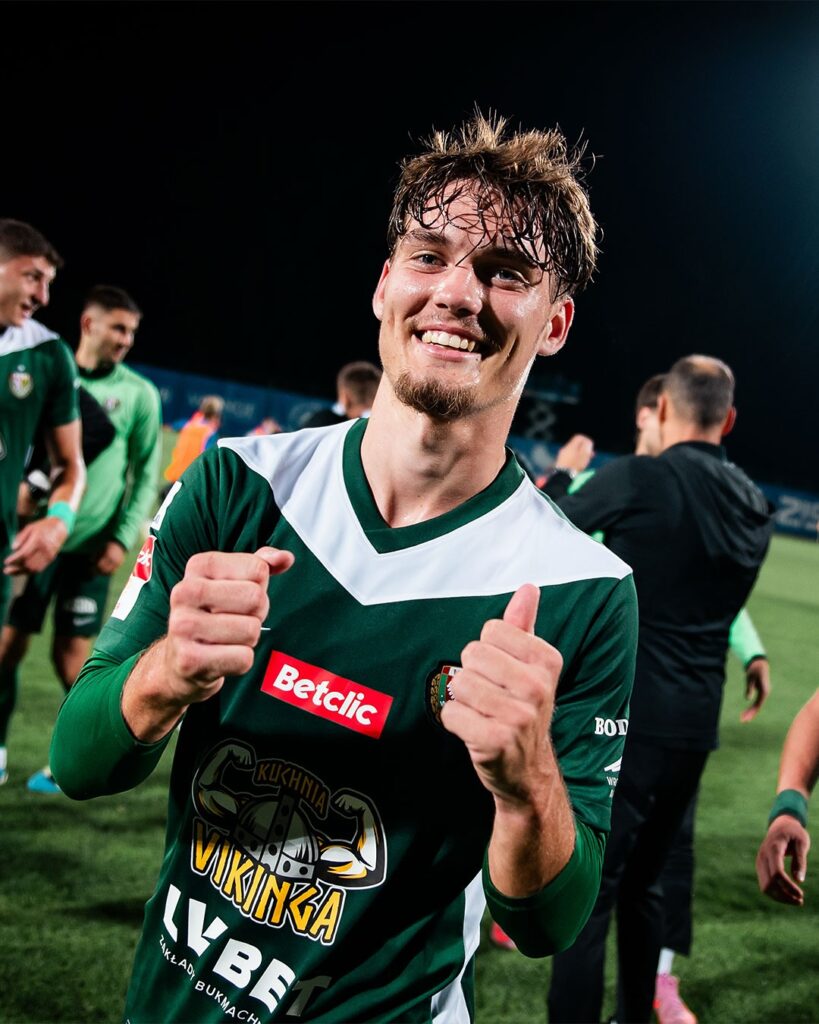 Former Gunner scores on debut after summer Arsenal exit 4 Michal Rosiak celebrating a win for Slask Wroclaw (Photo via SlaskWroclaw.pl on Instagram)