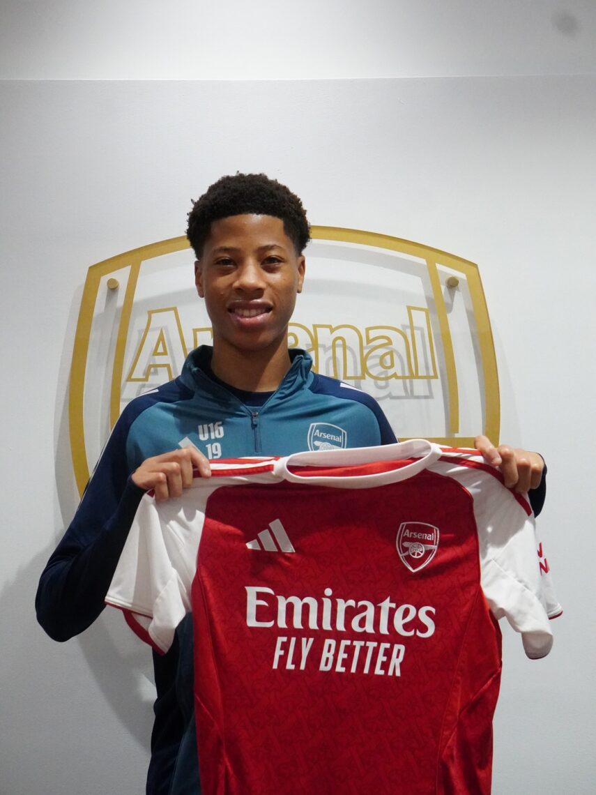 Mishel Nduka after signing for Arsenal (Photo via Nduka on Instagram)