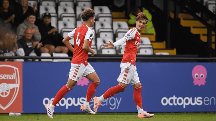 Max Dowman with the Arsenal u21s (Photo via Arsenal.com)