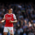 LONDON, ENGLAND - SEPTEMBER 21: Riccardo Calafiori of Arsenal during the Premier League match between Arsenal and Manchester City at Emirates Stadium on September 21, 2025 in London, England. (Photo by Alex Pantling/Getty Images)