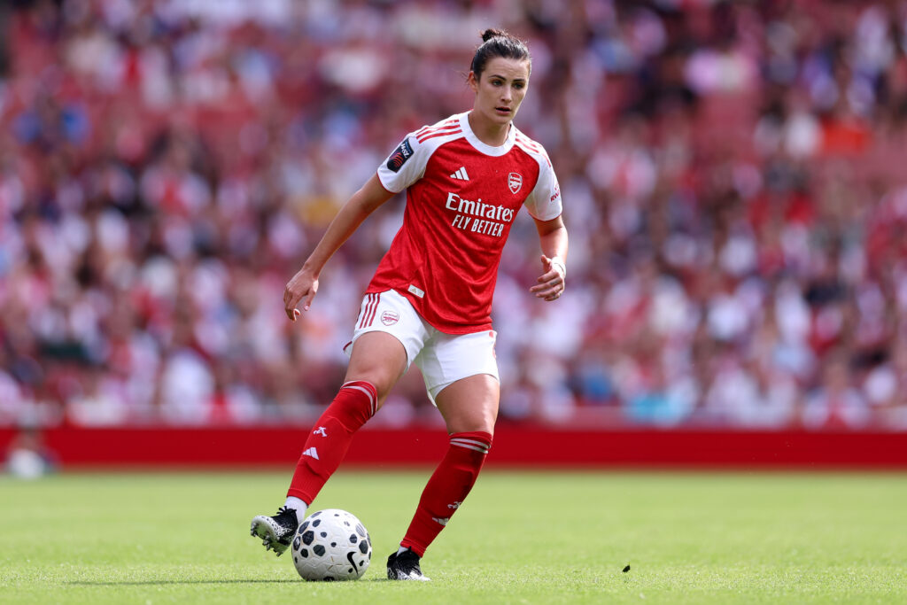 LONDON, ENGLAND - SEPTEMBER 06: Emily Fox of Arsenal during the Barclays Women's Super League match between Arsenal and London City Lionesses at Emirates Stadium on September 06, 2025 in London, England. (Photo by Justin Setterfield/Getty Images)