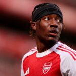 LONDON, ENGLAND: Noni Madueke of Arsenal in action during the Premier League match between Arsenal and Nottingham Forest at Emirates Stadium on September 13, 2025. (Photo by Jack Thomas/Getty Images)