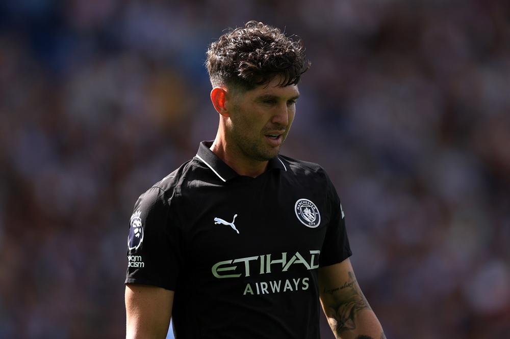 BRIGHTON, ENGLAND: John Stones of Manchester City during the Premier League match between Brighton & Hove Albion and Manchester City at Amex Stadium on August 31, 2025. (Photo by Justin Setterfield/Getty Images)