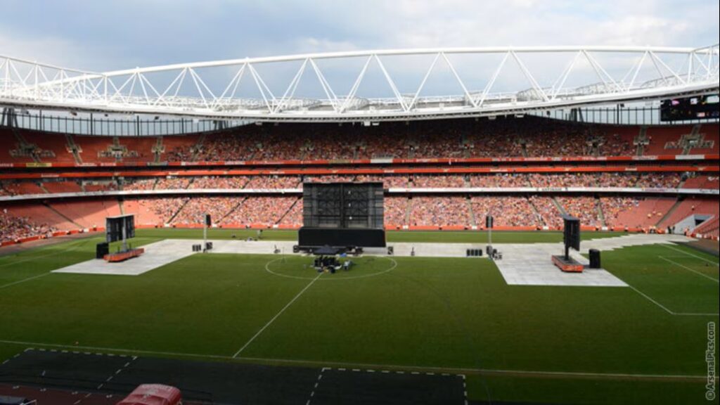 The Emirates Stadium during a fan screening (Photo via Arsenal.com)