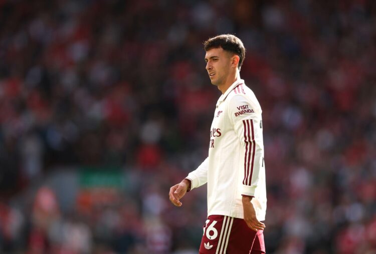 LIVERPOOL, ENGLAND - AUGUST 31: Martin Zubimendi of Arsenal during the Premier League match between Liverpool and Arsenal at Anfield on August 31, ...