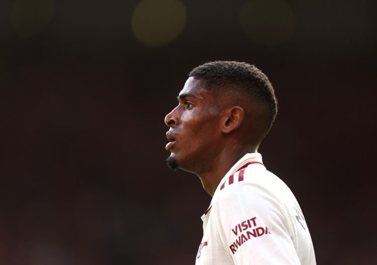LIVERPOOL, ENGLAND: Cristhian Mosquera of Arsenal during the Premier League match between Liverpool and Arsenal at Anfield on August 31, 2025. (Pho...