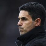 NEWCASTLE UPON TYNE, ENGLAND: Mikel Arteta, Manager of Arsenal, looks on prior to the Premier League match between Newcastle United and Arsenal at St James' Park on September 28, 2025. (Photo by George Wood/Getty Images)