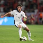 BELGRADE, SERBIA: Declan Rice of England in action during the FIFA World Cup 2026 qualifier match between Serbia and England at Rajko Mitic Stadium on September 09, 2025. (Photo by Michael Regan/Getty Images)