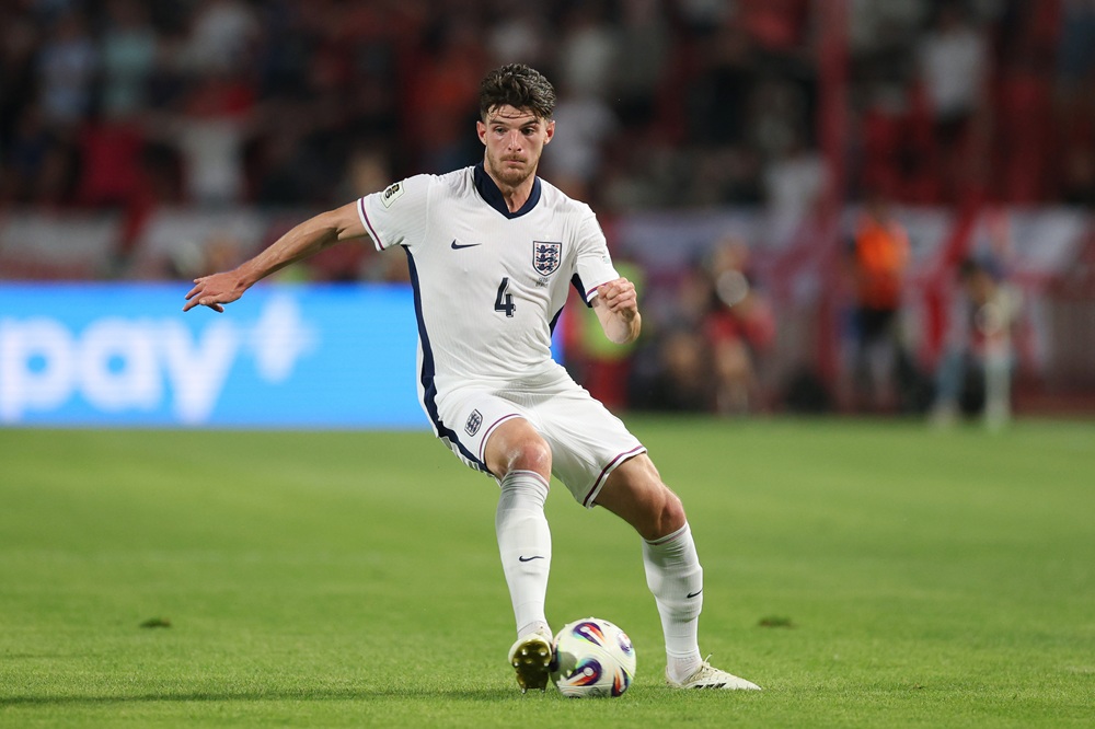 Tuchel praises Madueke as Arsenal duo lead England to victory again 5 BELGRADE, SERBIA: Declan Rice of England in action during the FIFA World Cup 2026 qualifier match between Serbia and England at Rajko Mitic Stadium on September 09, 2025. (Photo by Michael Regan/Getty Images)